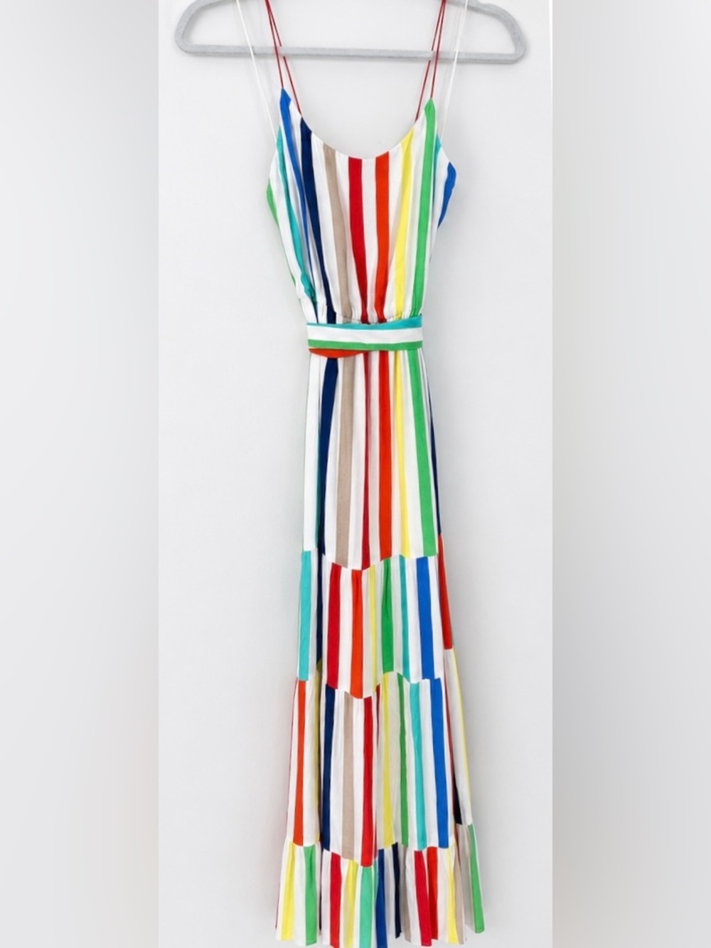 Alice + Olivia Multicolor Striped Spaghetti-Strap Maxi Dress